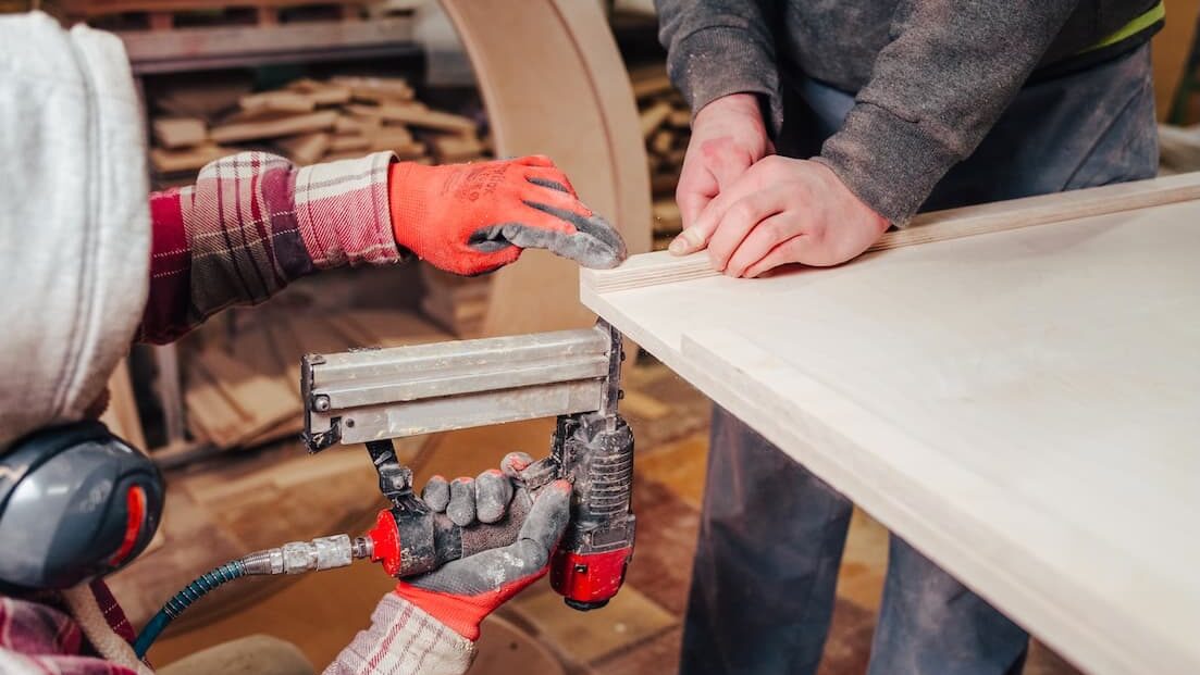 framing nailer on plywood